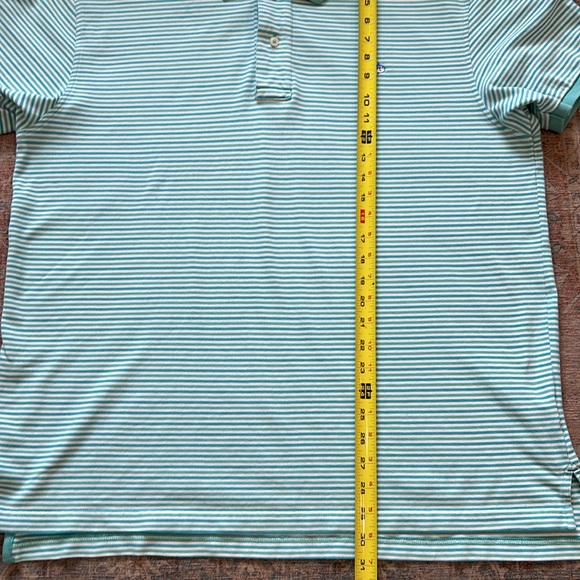 Southern Tide The Skipjack Polo, Lighter & Darker Blue-Green/White Stripes, XL. - Picture 13 of 14